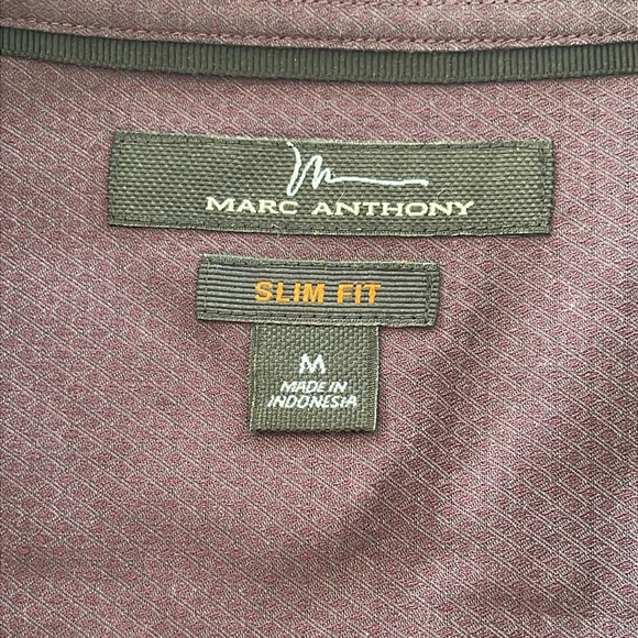 Marc Anthony Slim Fit Burgundy Long Sleeve Shirt - Size M - Picture 6 of 7